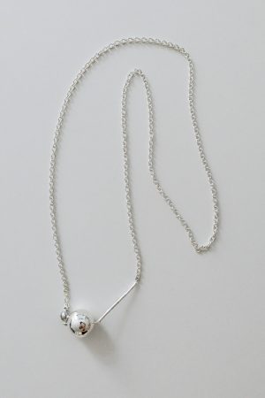 Trendy Long Metal Chain Necklace with Double Round Ball Pendants - Versatile European American Style Accessory