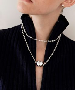 Trendy Long Metal Chain Necklace with Double Round Ball Pendants - Versatile European American Style Accessory