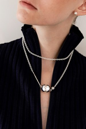 Trendy Long Metal Chain Necklace with Double Round Ball Pendants - Versatile European American Style Accessory
