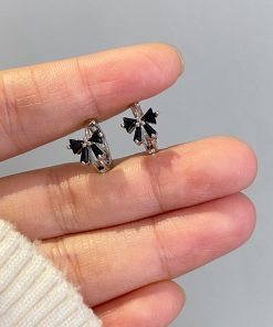 Trendy Mini Black Butterfly Ear Clips - Light Luxury Fashion Earrings for 2025 with Charming Temperament and High-End Design