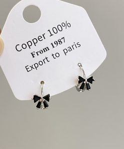 Trendy Mini Black Butterfly Ear Clips - Light Luxury Fashion Earrings for 2025 with Charming Temperament and High-End Design
