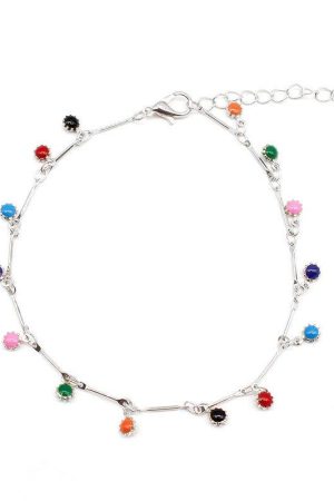 Trendy Minimalist Sunflower Gemstone Anklet for Women - European and American Fashion Handmade Cross-Border Jewelry Accessories