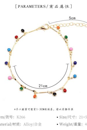 Trendy Minimalist Sunflower Gemstone Anklet for Women - European and American Fashion Handmade Cross-Border Jewelry Accessories