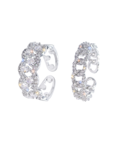 Trendy Minimalist Women's Open Ring with Sparkling Diamonds - High-End Light Luxury Niche Design for 2025