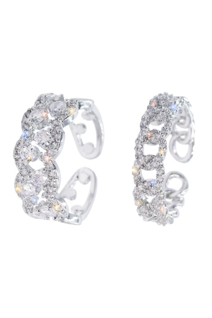 Trendy Minimalist Women's Open Ring with Sparkling Diamonds - High-End Light Luxury Niche Design for 2025