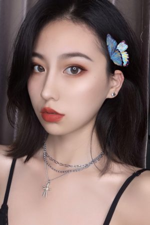 Trendy Multi-Layer Double Cross Necklace in Korean & Japanese Style, Roman Numerals, Hip-Hop Streetwear Accessory