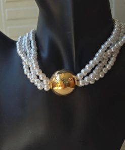 Trendy Multi-Layer Faux Pearl Round Bead Pendant Clavicle Chain Necklace for Women - Fashionable Metal Jewelry Accessory