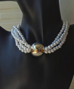 Trendy Multi-Layer Faux Pearl Round Bead Pendant Clavicle Chain Necklace for Women - Fashionable Metal Jewelry Accessory