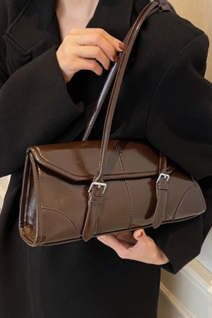Trendy Oil Wax Leather Shoulder Bag - Retro Small Square Underarm Bag for Women, High-End Niche Fashion for Autumn 2025