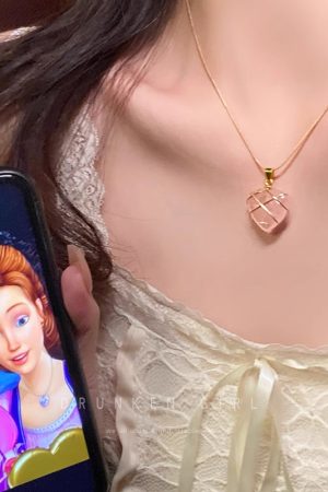 Trendy Opal Heart Necklace for Women - Barbie Princess Style Clavicle Chain Pendant 2025 Fashion Accessory