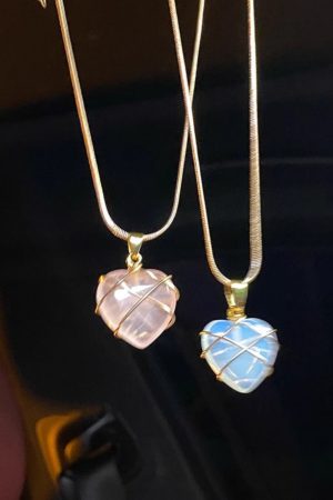 Trendy Opal Heart Necklace for Women - Barbie Princess Style Clavicle Chain Pendant 2025 Fashion Accessory