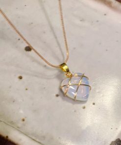 Trendy Opal Heart Necklace for Women - Barbie Princess Style Clavicle Chain Pendant 2025 Fashion Accessory