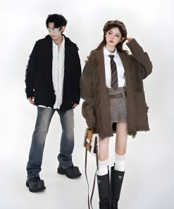 Trendy Outfits For Teens, Casual Preppy Outfits - Vintage Pockets Tasseled Knitted Cardigan