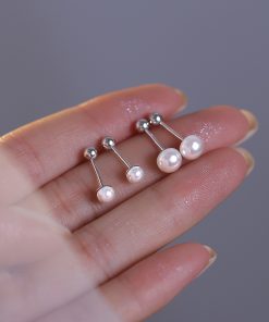 Trendy Pearl Stud Earrings 2025 - Elegant Ear Cuff Design for Women, Chic and High-End Fashion Accessory