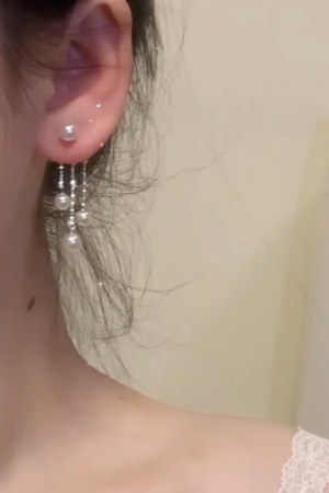 Trendy Pearl Tassel Earrings for Women, French-Style High-End Design for Ear Piercings, 2025 Fashion Statement