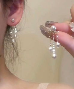 Trendy Pearl Tassel Earrings for Women, French-Style High-End Design for Ear Piercings, 2025 Fashion Statement