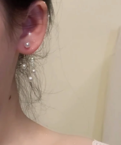 Trendy Pearl Tassel Earrings for Women, French-Style High-End Design for Ear Piercings, 2025 Fashion Statement