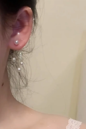 Trendy Pearl Tassel Earrings for Women, French-Style High-End Design for Ear Piercings, 2025 Fashion Statement