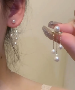 Trendy Pearl Tassel Earrings for Women, French-Style High-End Design for Ear Piercings, 2025 Fashion Statement