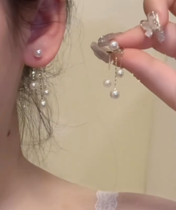 Trendy Pearl Tassel Earrings for Women, French-Style High-End Design for Ear Piercings, 2025 Fashion Statement