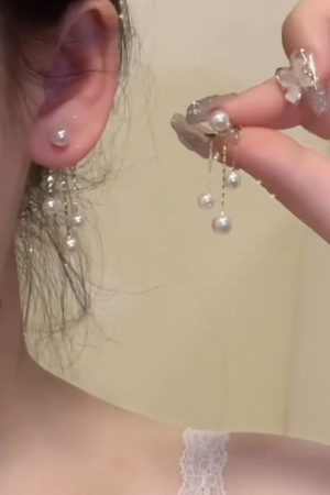 Trendy Pearl Tassel Earrings for Women, French-Style High-End Design for Ear Piercings, 2025 Fashion Statement
