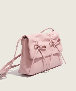 Trendy Pink Bow Shoulder Crossbody Bag for Women, 2025 Large Capacity Commuter Tote, Stylish Student Bag