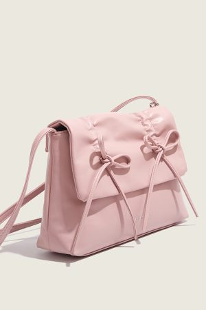 Trendy Pink Bow Shoulder Crossbody Bag for Women, 2025 Large Capacity Commuter Tote, Stylish Student Bag