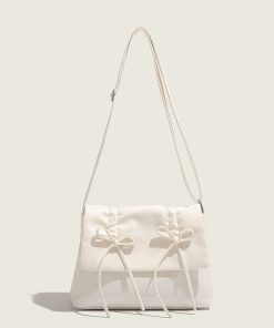 Trendy Pink Bow Shoulder Crossbody Bag for Women, 2025 Large Capacity Commuter Tote, Stylish Student Bag