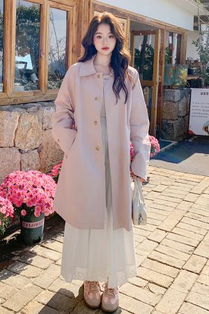 Trendy Pink Mid-Length Trench Coat for Women - 2025 Spring Casual Slim-Fit Outerwear, High-End Fashion Statement
