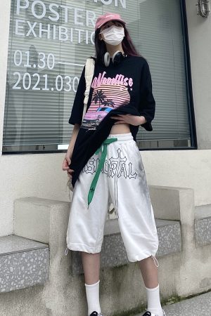Trendy Pink Vaporwave Racing T-Shirt for Couples - Summer Loose Short Sleeve with Graphic Letter Design - Y2K Style