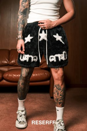 Trendy Plush Embroidery Boxing Shorts for Concerts - Middle East Style, Fashion-Forward, Limited Edition, Streetwear Inspired