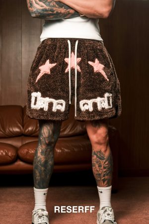 Trendy Plush Embroidery Boxing Shorts for Concerts - Middle East Style, Fashion-Forward, Limited Edition, Streetwear Inspired