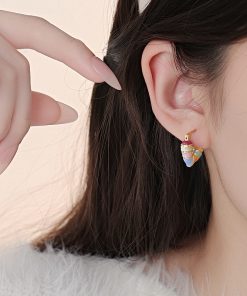 Trendy Rainbow Heart Earrings 2025 - Unique High-End Light Luxury Ear Clips for Women