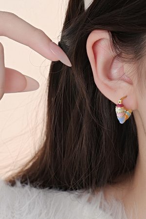 Trendy Rainbow Heart Earrings 2025 - Unique High-End Light Luxury Ear Clips for Women