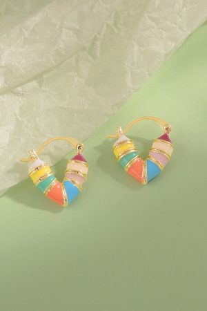 Trendy Rainbow Heart Earrings 2025 - Unique High-End Light Luxury Ear Clips for Women