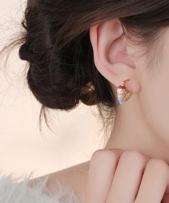 Trendy Rainbow Heart Earrings 2025 - Unique High-End Light Luxury Ear Clips for Women