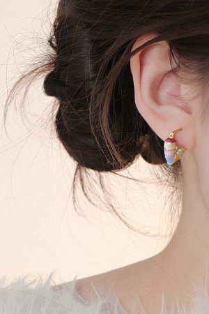 Trendy Rainbow Heart Earrings 2025 - Unique High-End Light Luxury Ear Clips for Women