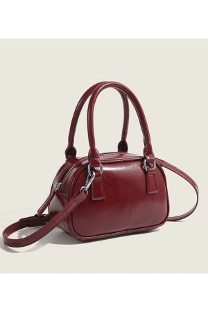 Trendy Red Handbag for Women - Autumn Winter 2025 Korean Style Tote Bowling Bag, Versatile Crossbody Small Square Bag