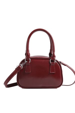 Trendy Red Handbag for Women - Autumn Winter 2025 Korean Style Tote Bowling Bag, Versatile Crossbody Small Square Bag