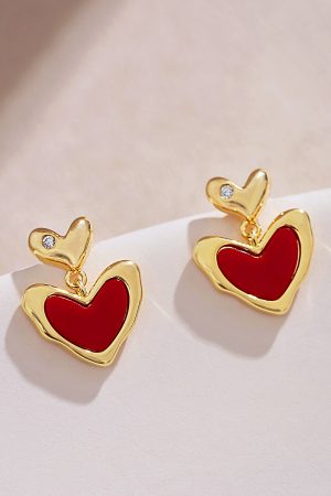 Trendy Red Heart Stud Earrings for Women - Fresh Sweet Raspberry Fruit Design, Perfect for 2025 Fashion and Everyday Wear