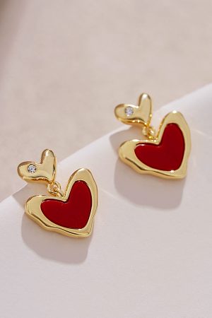 Trendy Red Heart Stud Earrings for Women - Fresh Sweet Raspberry Fruit Design, Perfect for 2025 Fashion and Everyday Wear