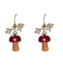 Trendy Red Mushroom Ear Hooks - Sweet Forest Style Earrings, 2025 Niche Design, Mosquito Coil Ear Clips