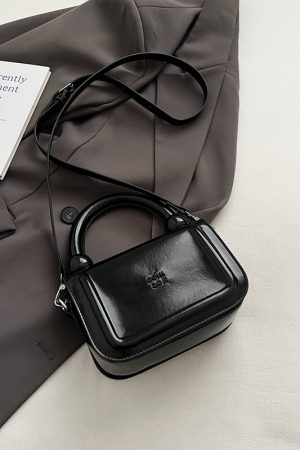 Trendy Red Oil Wax Leather Handbag for Women, 2025 New High-End Crossbody Shoulder Bag, Small Square Cookie Bag
