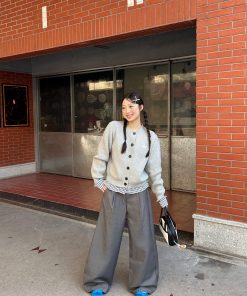 Trendy Red Sweater with Plaid Knit Cardigan - Versatile Two-Piece Look for 90s Inspired Style