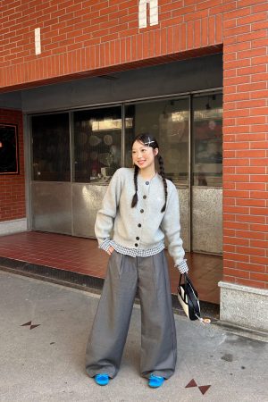 Trendy Red Sweater with Plaid Knit Cardigan - Versatile Two-Piece Look for 90s Inspired Style