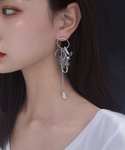 Trendy Retro Dark Style Flowing Rabbit S925 Silver Needle Earrings - Cool Minimalist Personality Jewelry