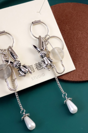 Trendy Retro Dark Style Flowing Rabbit S925 Silver Needle Earrings - Cool Minimalist Personality Jewelry