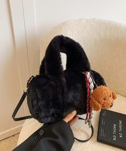 Trendy Retro Plush Handbag for Women - Fluffy Shoulder Crossbody Bucket Tote Bag for Spring/Summer 2025 Fashion