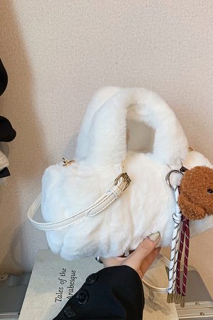 Trendy Retro Plush Handbag for Women - Fluffy Shoulder Crossbody Bucket Tote Bag for Spring/Summer 2025 Fashion