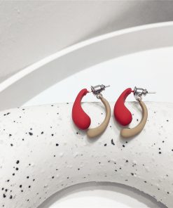 Trendy Reversible Sweetheart Candy Color Metal Spray Paint Stud Earrings Dangle Accessories for Spring/Summer 2025 Fashion